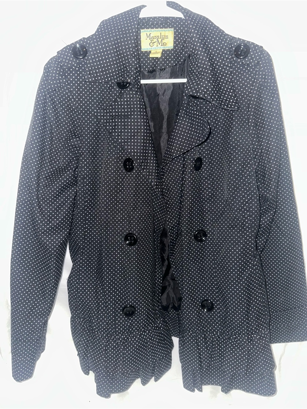 Maralyn & Me Polka Dot Double Breasted Ruffle Jacket Size Large